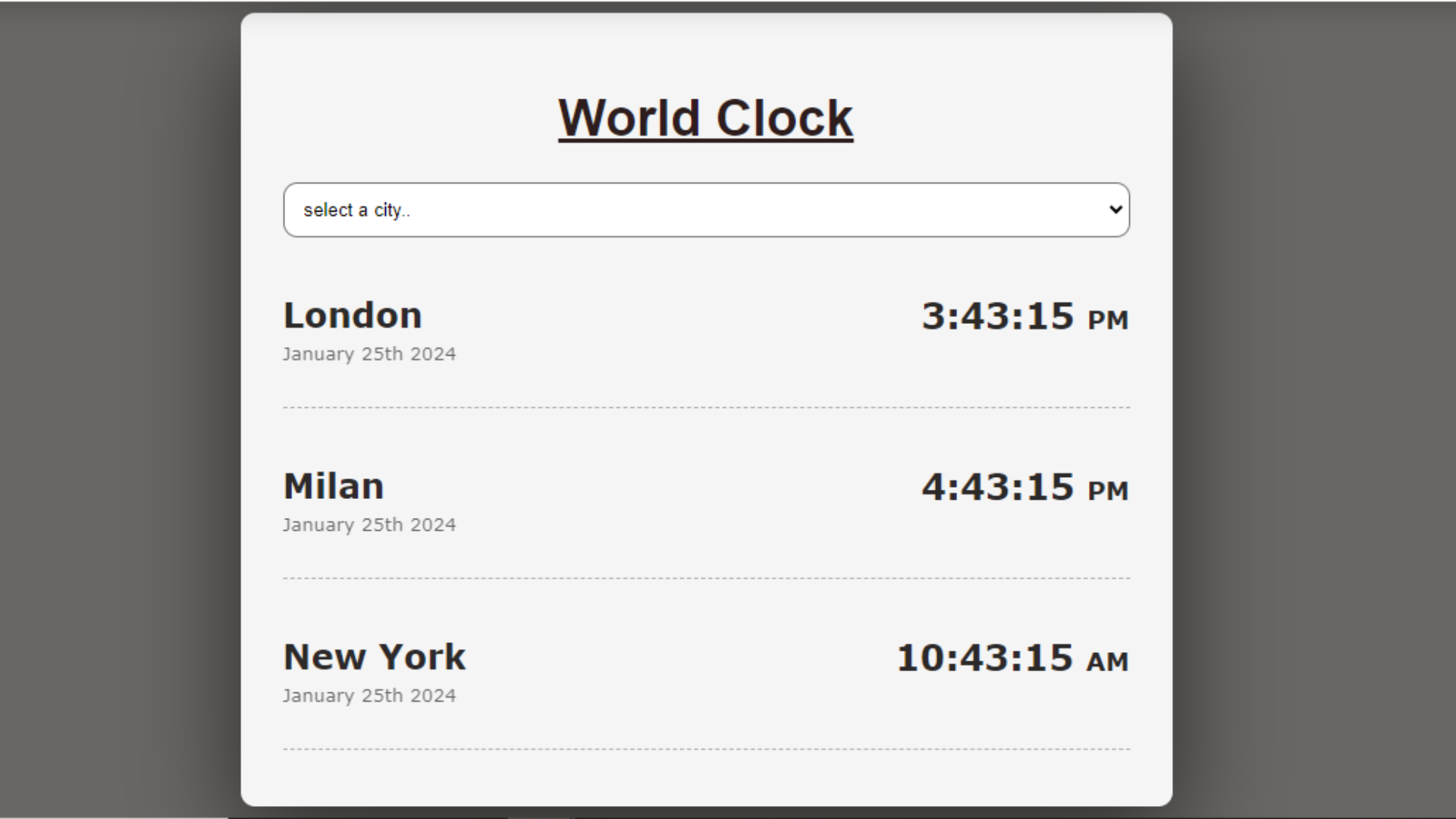 Links to funtional World Clock